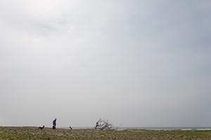 九十九里浜　波打ち際で朽ち果てる金属